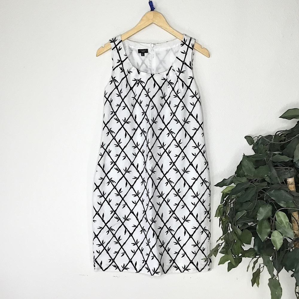 PETITE Talbots Black and White Bamboo Linen Dress